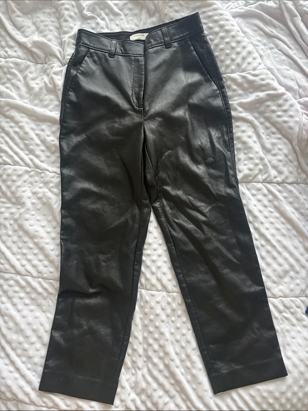 Aritzia Black Faux Leather Straight-Leg Pants